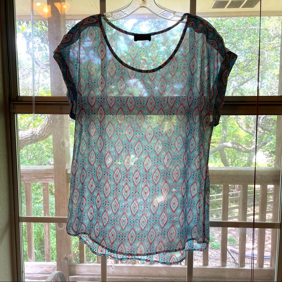 🎉HP🎉 Papermoon Pink & Blue Western Patterned Top - Picture 8 of 10